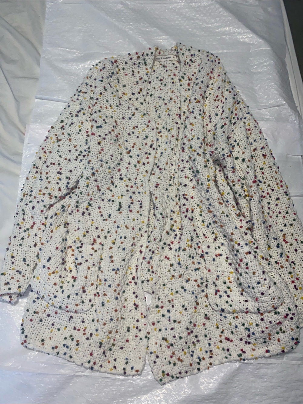 Cream Cardigan with Multicolor Dots